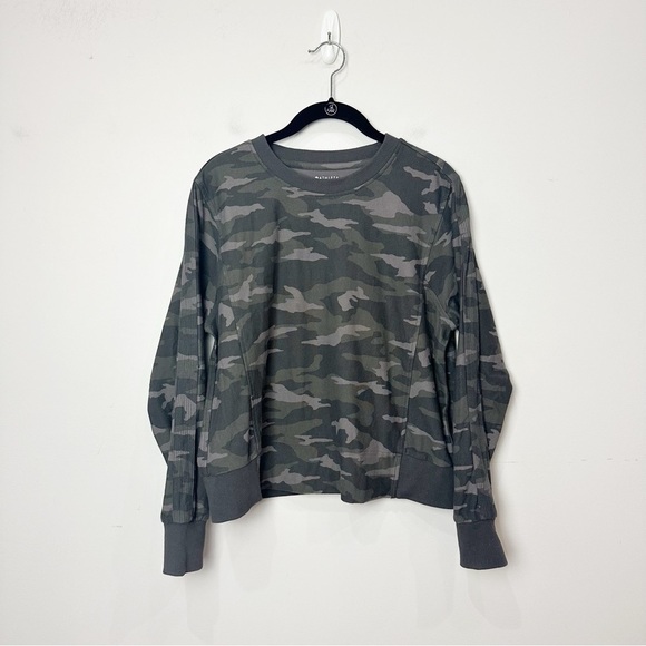 Athleta Farallon Camo Sweatshirt Olive Green Pullover - Picture 3 of 9